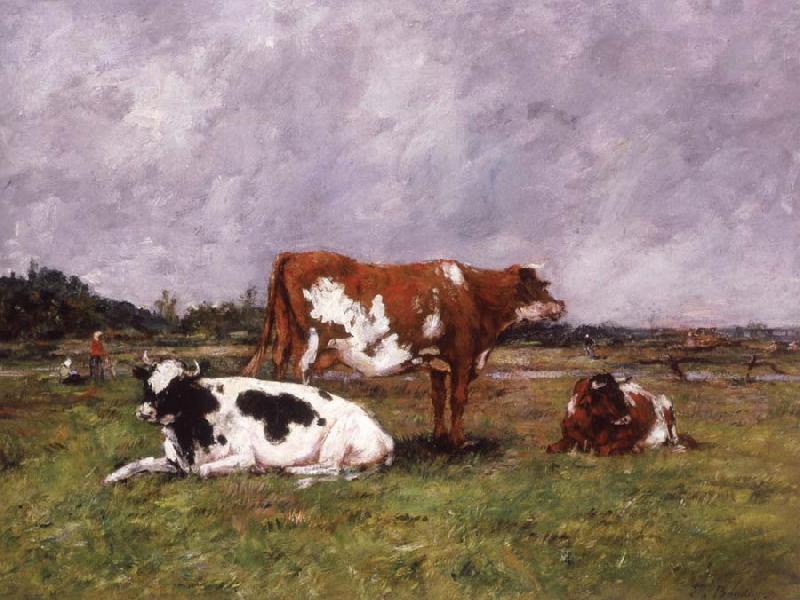 Eugene Boudin Cows in a Pasture France oil painting art